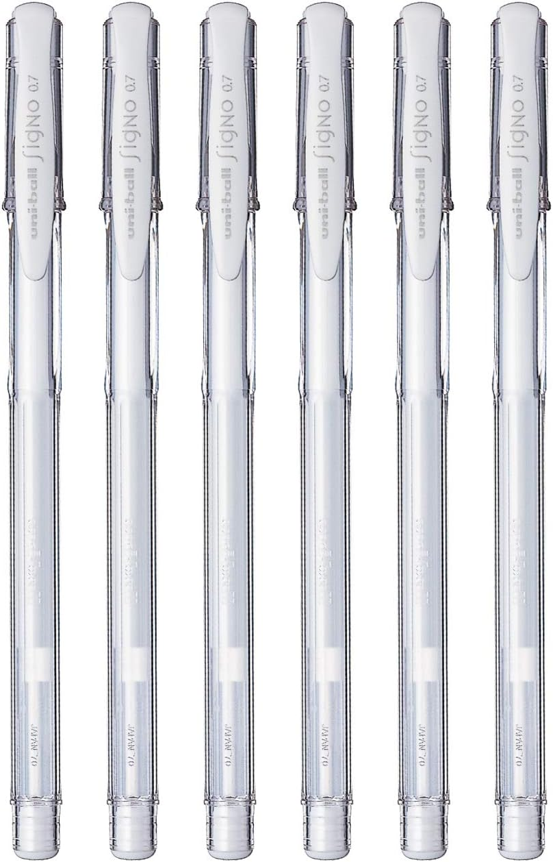 Uni-Ball UM 100 Signo Gel Pen (0.7Mm, Transparent Body, Cream White Ink, Pack of 6) image number 2