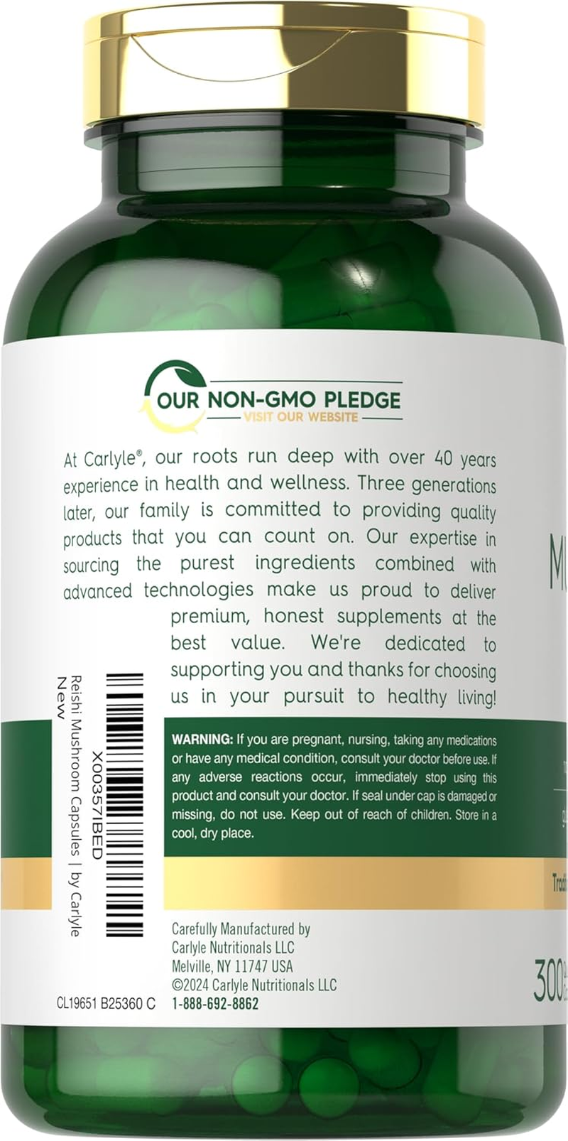 Reishi Mushroom Capsules 2500Mg | 300 Count | Non-Gmo, Gluten Free Reishi Mushroom Extract | by Carlyle image number 6