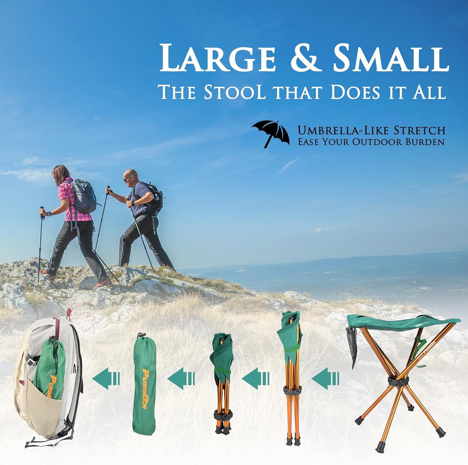 Portable Stool Backpacking Chair Folding Stool Ultra Lightweight Aluminum Collapsible Stool for Hunting Camping Fishing Shooting Hiking Small Portable Chair Camping Stool image number 5