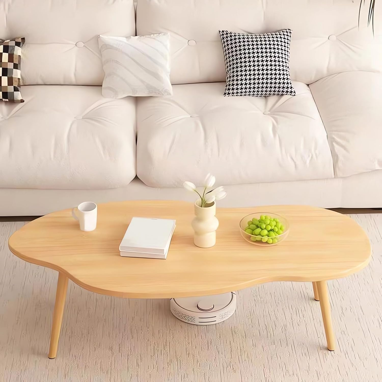 Modern Cloud-Shaped Coffee Table, 80Cm X 40Cm X 42Cm, Living Room Furniture, Wood/White A263 (A White)