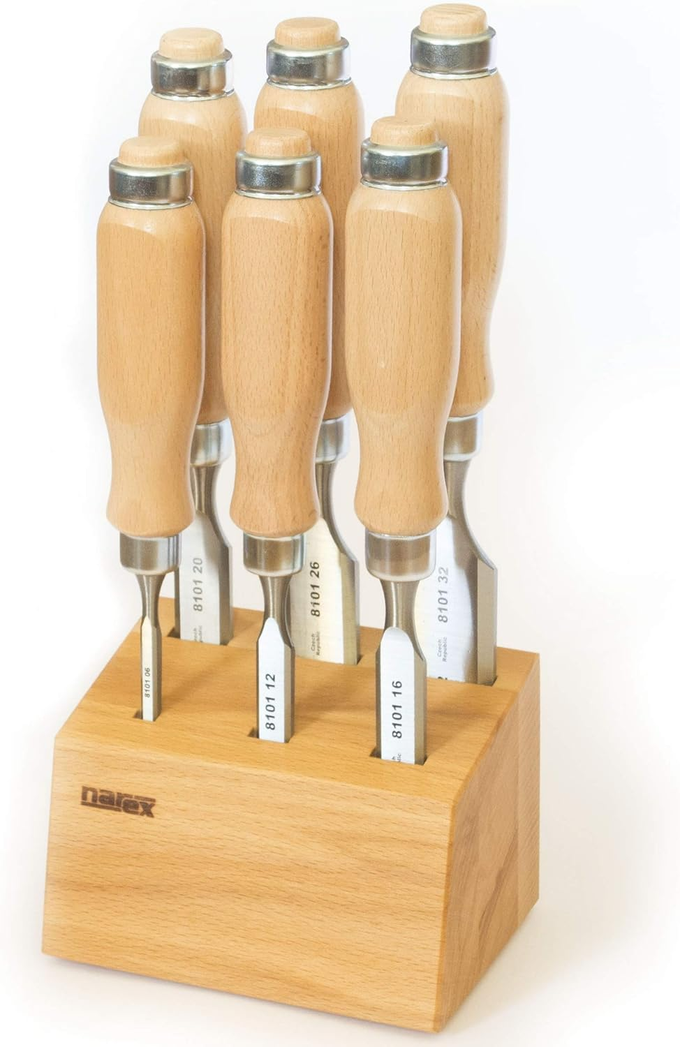 Narex Set of 6 Cabinet Chisels Bevel Edge in Block for Wood Joinery image number 1