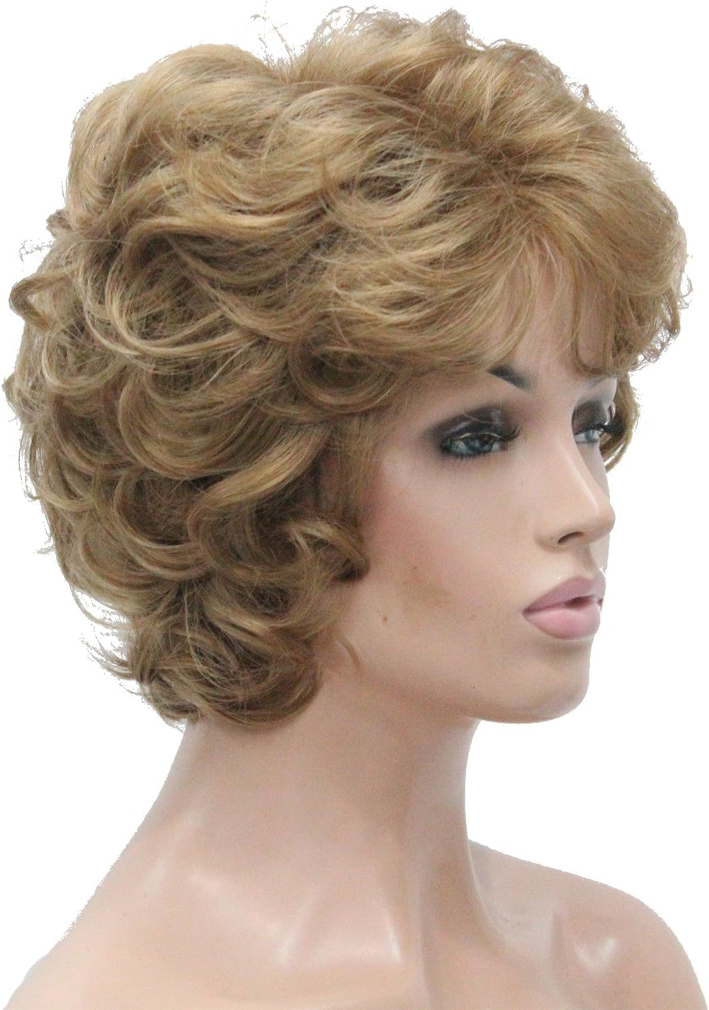 (19 Light Strawberry Blonde) - Lydell Women'S Short Curly Wavy Wig Synthetic Hair Full Wig 15Cm (19 Light Strawberry Blonde)