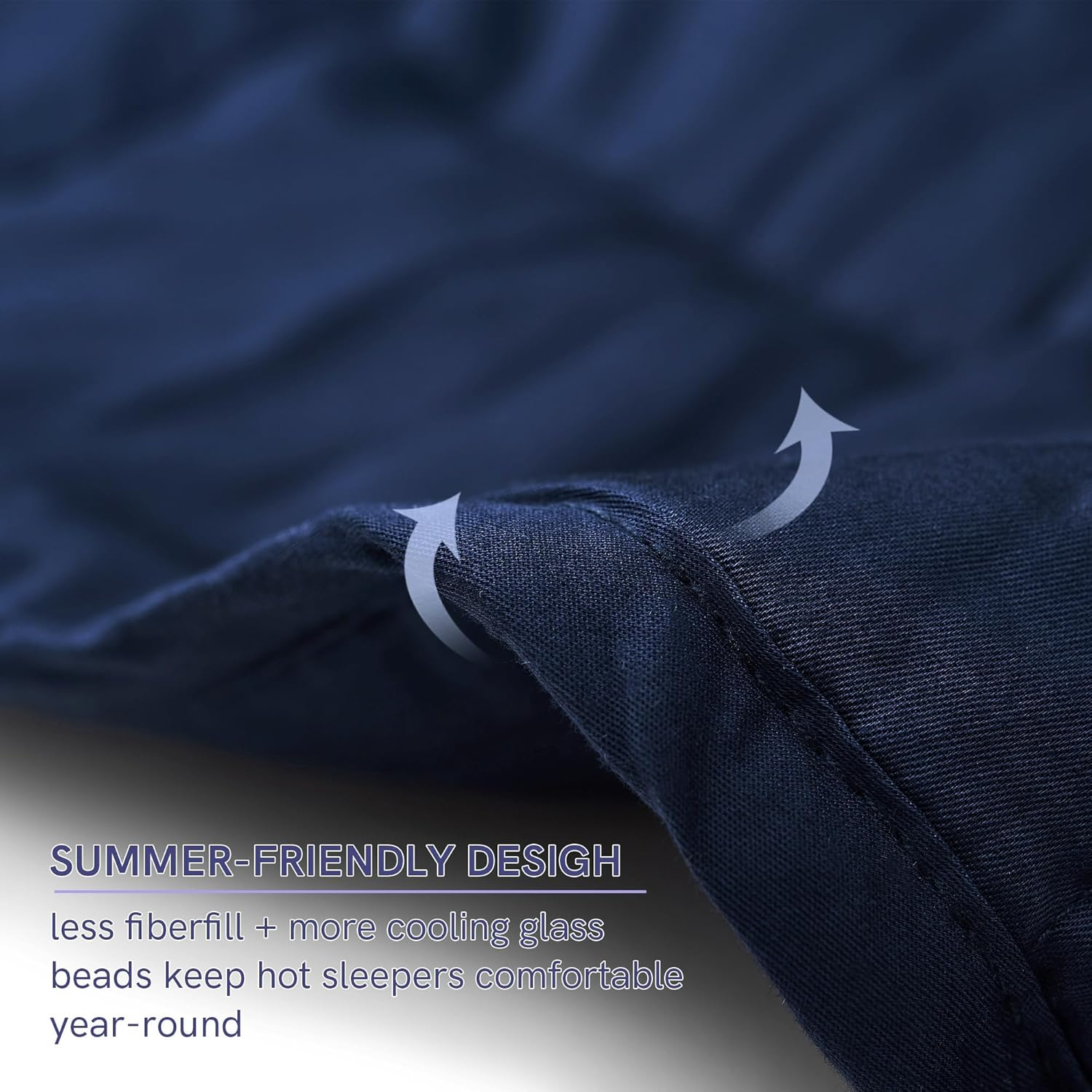 Ynm Exclusive Weighted Blanket, Fall Asleep Faster and Sleep Better, Smallest Compartments, 100% Soothing Cotton Material (152Cmx203Cm, 9Kg, Navy Blue), Ideal for Full/Queen Bed image number 5