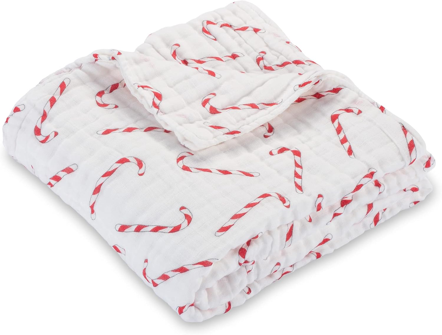 Lollybank Muslin Baby Quilt, 100% Cotton Neutral Baby Blanket, 6-Layer Lightweight Toddler Quilt, Soft and Breathable Newborn Blanket for Boys and Girls, Newborn Essentials (Candy Cane Print) image number 3