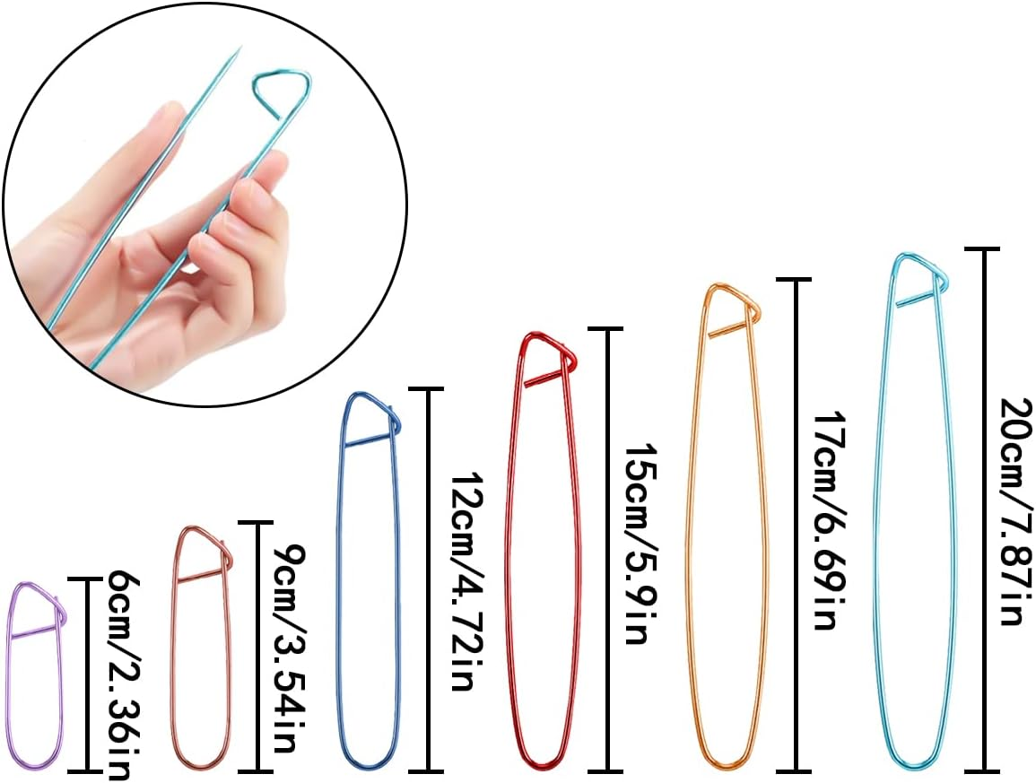 Knitting Tool, 12 Pcs Yarn Stitch Holder for Sweater, Crochet Knitting, Sewing (6 Sizes) image number 1