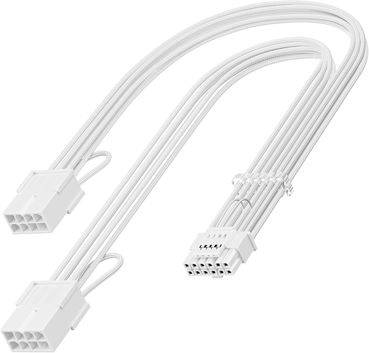 Fasgear Pci-E 5.0 12VHPWR Extension Cable 30Cm 16(12+4) Pin Male to 2X8(6+2) Pin Female Sleeved Extender 16AWG 12V-2X6 GPU Cord Compatible for RTX 3090Ti 4070 4070Ti 4080 4090