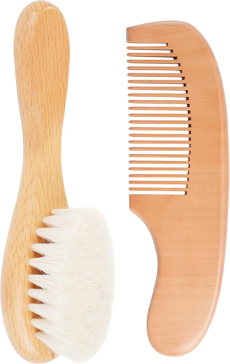 Baby Hair Brush and Baby Comb Set, Baby Hair Brush with Natural Soft Goat Bristles, Natural Wooden Comb, Cradle Cap Brush, Baby Brush Set for Newborns & Toddlers, Perfect Registry Gift