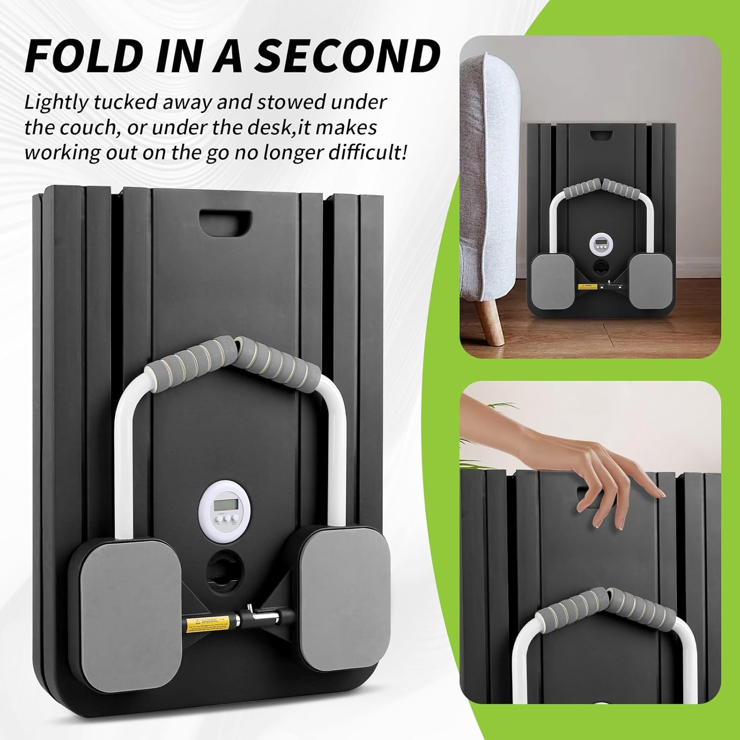 5 in 1 Pilates Reformer, Portable Foldable Pilates Board with Handles, Knee Pad and Compact Design, Black 106Cm X 40Cm X 2.8Cm Multifunctional Exercise Machine Workout Equipment for Women image number 5