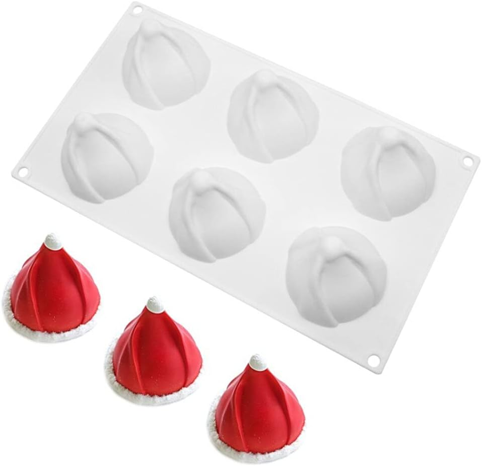 6 Cavity Christmas Hat Shape Silicone Mold Mousse Dessert for Baking Pan Cake Decorating Tools Kitchen Accessories Zhengpingpai image number 1