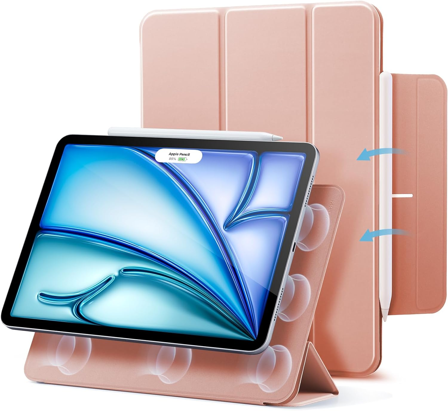 ESR for Ipad Air 11 Inch Case M3/M2, Ipad Air 7Th/6Th/5Th/4Th Gen (2025/2024/2022/2020), Powerful Magnetic Attachment, Slim Trifold Stand, Supports Pencil Pro&Pencil(Usb-C), Rose Gold image number 6
