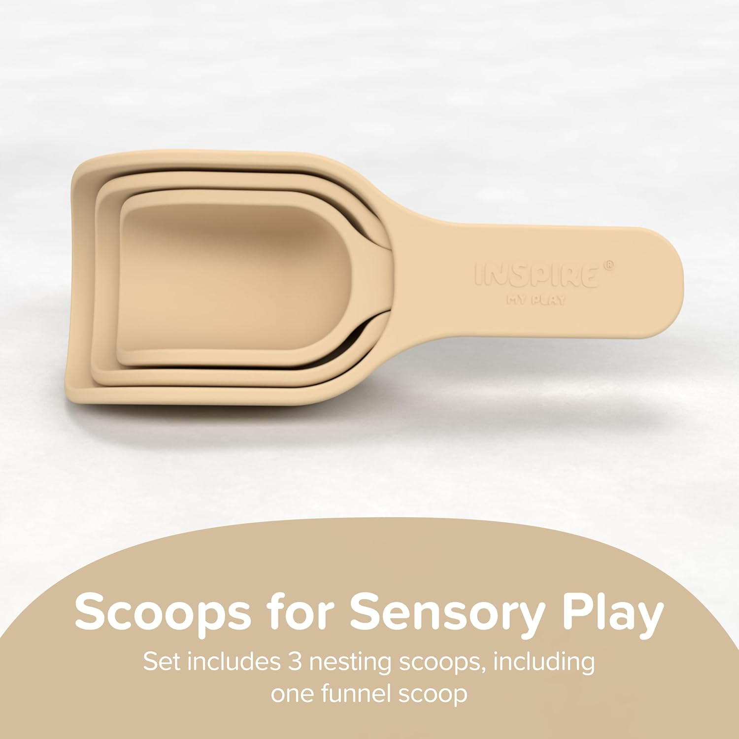 Inspire My Play - 3 X Silicone Nesting Scoops - Perfect Accessories for Sensory Playtray - Tuff Tray Accessories - Early Development & Activity Toys - Montessori Learning Toys - Multi-Purpose Shovel