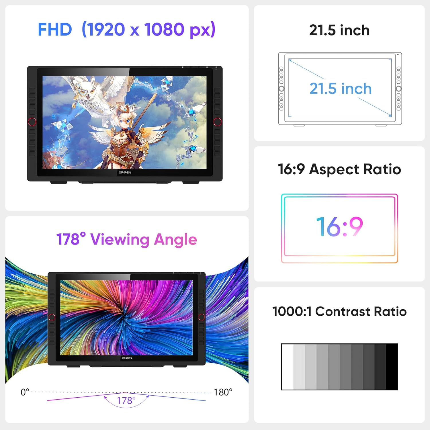 XP-PEN 22R Pro Drawing Monitor 21.5 Inch Pen Display Graphic Monitor IPS Monitor with Two Red Dial Wheels and 20 Express Keys Battery-Free Stylus Tilt Supported 88% NTSC (Adobe Rgb≧90%，Srgb≧120%) image number 1