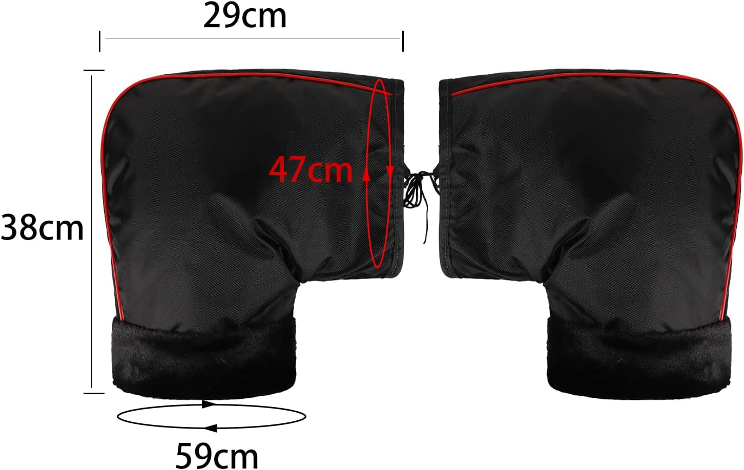 Motorcycle Handlebar Muffs Bike Gloves Windproof Winter Cycling Gloves Thicken Fleece Thermal Scooter Motorbike Handle Hand Warmer Outdoor Waterproof Motorbike Handlebar Mittens with Reflective Strip - Leather Cuff Muffs image number 2