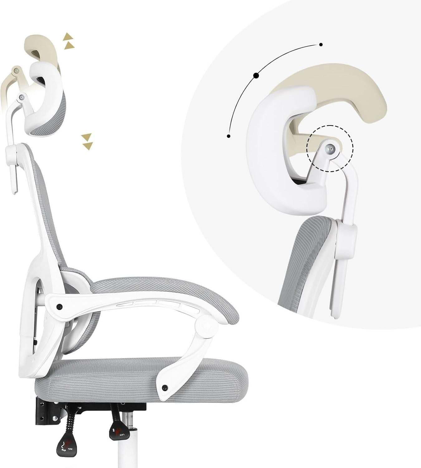 La Bella VELTRA Office Chair - Grey Ergonomic Mesh Desk Chair with Lumbar Support, Padded Armrests, Adjustable Headrest & Recline Function - Grey image number 1