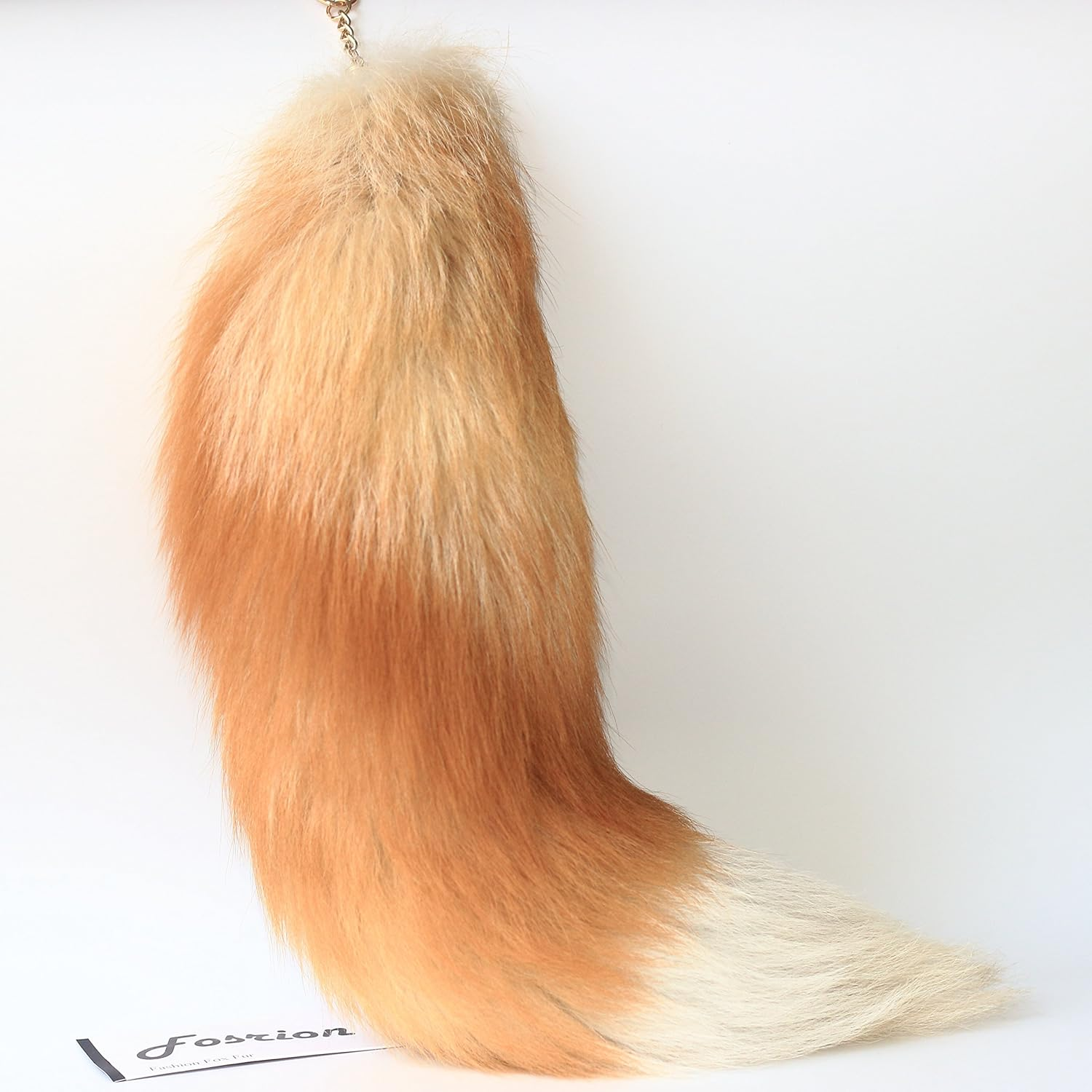 Fosrion Real Fox Tail Fur Hair Cat Bites Catching Hunting Toy (Orange, Only Tail) image number 5