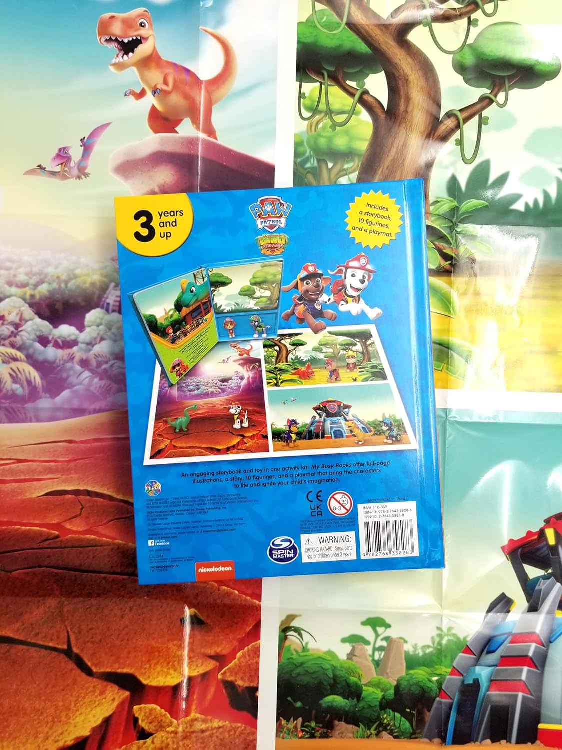 Paw Patrol Dino Rescue My Busy Books - Storybook, 10 Figurines, Playmat
