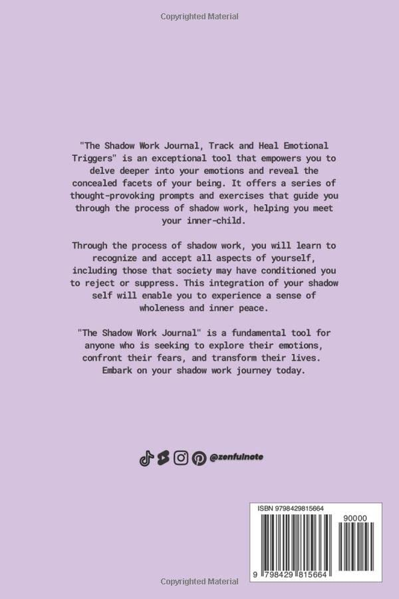 Shadow Work Journal: Track and Heal Emotional Triggers, 60+ Journal Prompts, 90+ Trigger Tracking Pages, 100+ Inner Child Affirmations