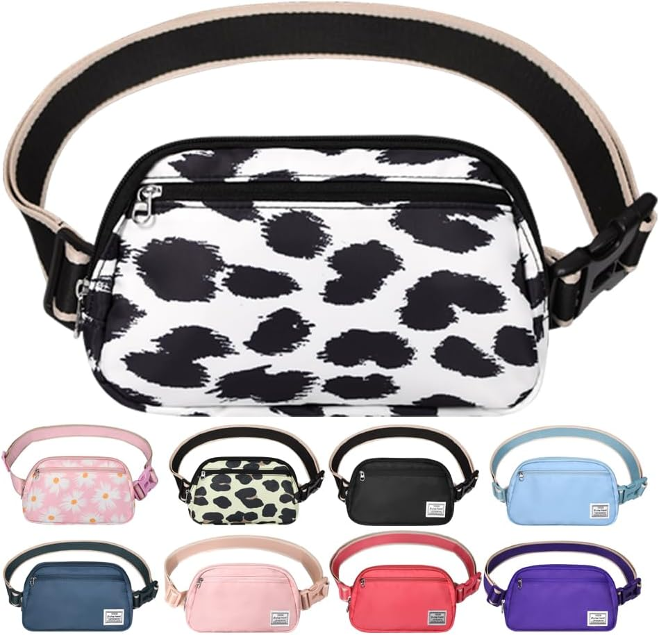 Dmluna Small Crossbody Bags for Women Trendy, Lightweight Fanny Pack for Women & Men, Mini Belt Bag, Waist Bag with Adjustable Strap for Running Workout Traveling, Z - Black/White Leopard, Small, image number 5