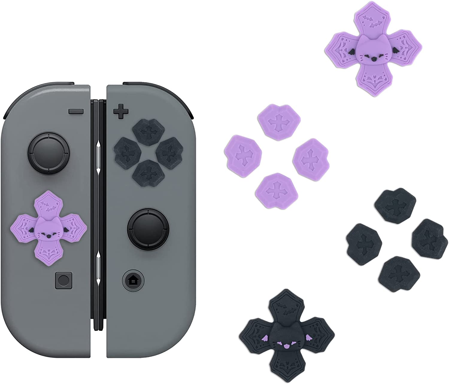 Geekshare Soft Silicone Pastel Cross D-Pad Button Caps Set - ABXY Key Buttons Sticker Compatible with Switch/Oled Game Console (Spooky Cat) image number 4