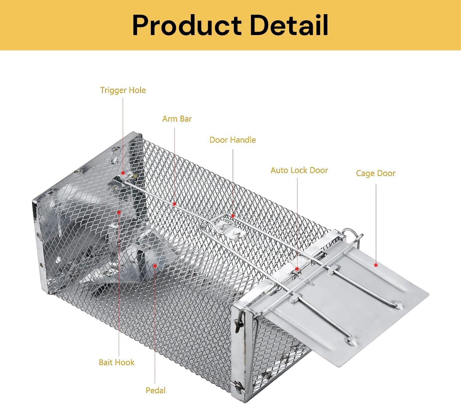 EZONEDEAL Humane Mouse Trap, Rat Cage Trap Suitable for Capturing Mice or Hamsters Alive, Friendly Small Animal Humane Live Cage Rat - 11.2'' X 5.5'' X 5'' image number 1