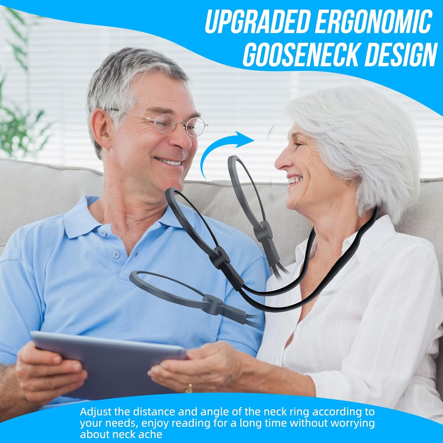 5X Hands-Free Magnifying Glass with 24 Ultra-Bright Leds Light for Reading, Sewing, Crafts, Neck Wear Large Magnifying Glass for Seniors, 3-In-1 Multi-Functional Design Magnifier with Light image number 2