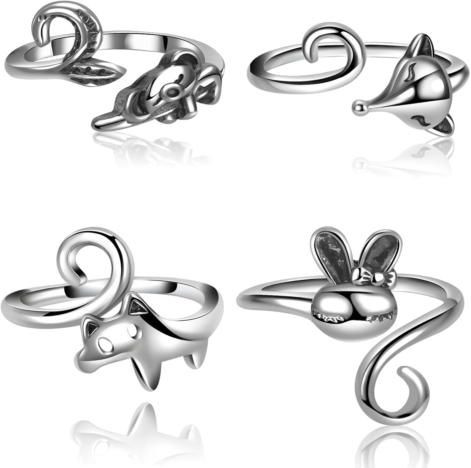 Namifin 4 Pieces Crochet Tension Ring Animals Plants Crochet Ring for Finger Adjastable Knitting Ring for Crocheting