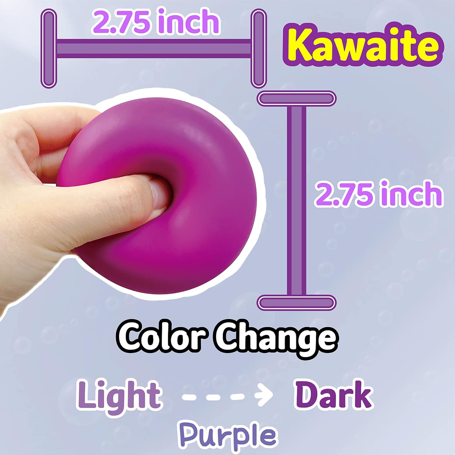 Squishy Dough Ball Sensory Fidget Toy (1 Pack) Stretchy Stress Balls for Boys and Girls, Cute and Soft Color Changing Squeeze Ball, Squishy Ball, Ideal for Teens Anxiety, Autism, ADHD (Purple) image number 4