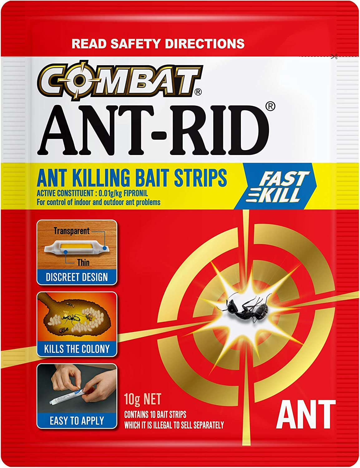 Combat Ant-Rid Bait Strips, with Fast Kill Action, Insecticides, 10G, 10 Pack
