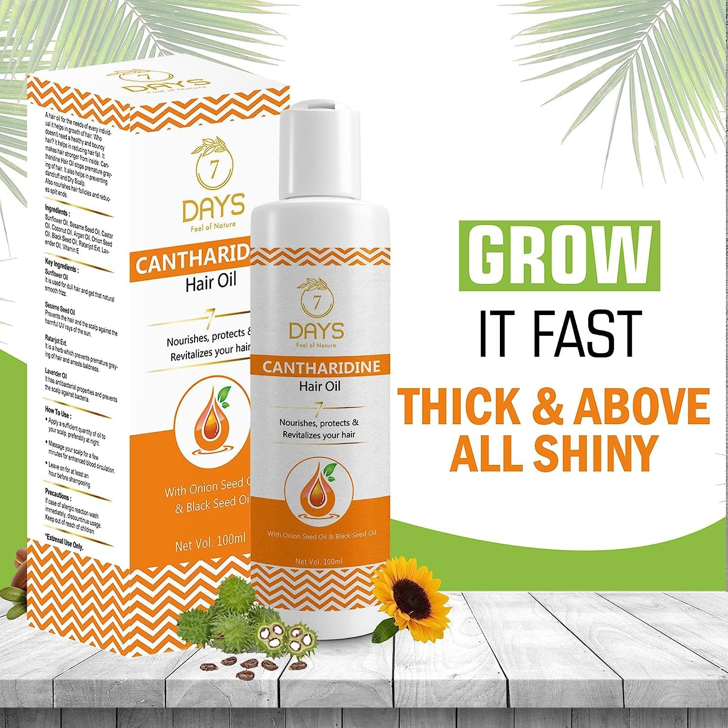 Green Velly 7 Days Cantharidine Oil for Hair | Control Hair Fall | Reduce Dandruff |Multi-Purpose Hair Growth Oil/Serum with Argan, Bhringraj, Hibiscus, Sesame,Amla,Sweet Almond, Olive (200 Ml)