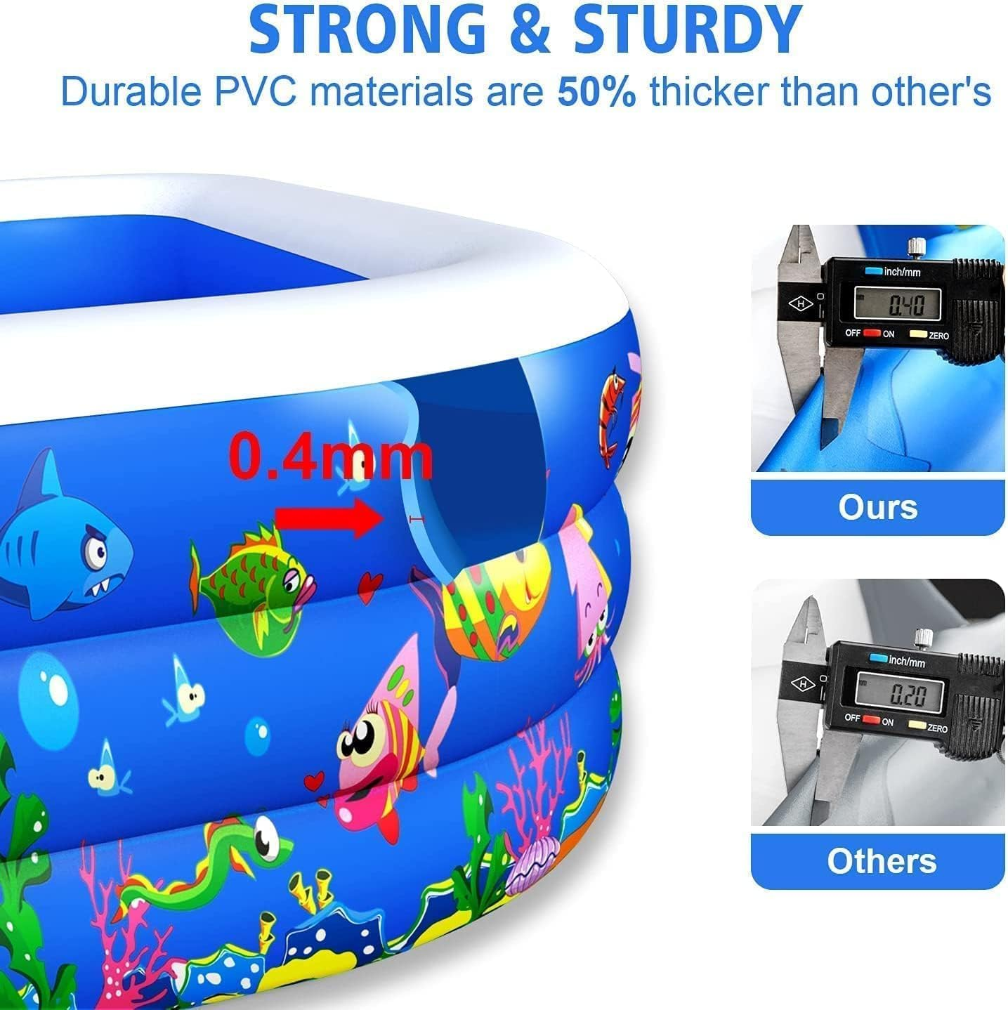 Inflatable Swimming Pool,123''&times;73''&times;22''Large Inflatable Family Lounge Pools Kiddie Pools for Summer Water Party Bpa-Free above Ground Blow up Kiddie Pool Ball/Sand Pit,Backyard Outdoor Indoor image number 4