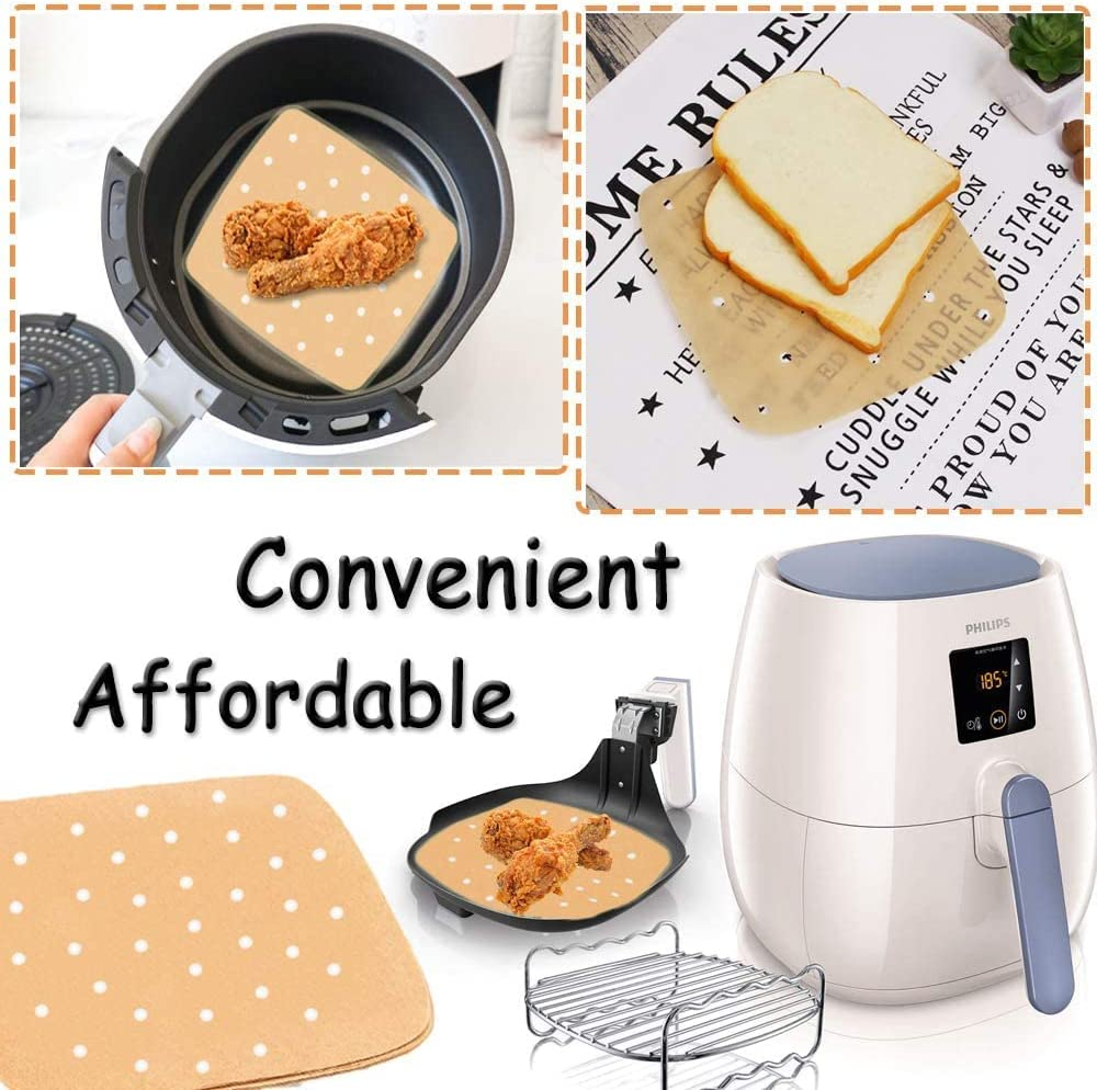 Air Fryer Parchment Paper - 200 PCS 8.5 Inch Perforated Parchment Liner,Air Fryer Liners Baking Sheets for Air Fryer,Steaming Basket,Baking,Ovening and More image number 6
