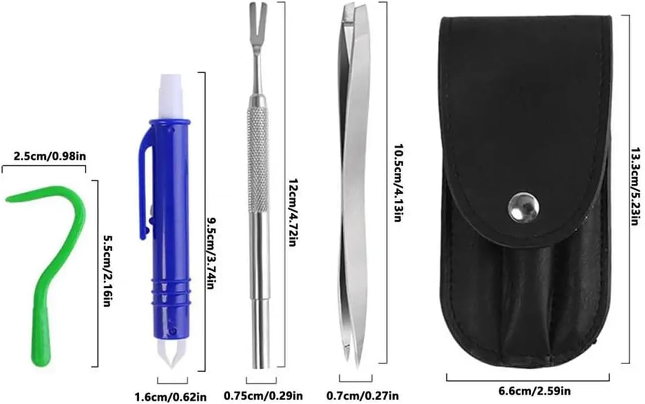 AIMALL 5PCS Tick Removal Kit for Pets, Dog Lice Fork, Flea Hook, Insect Catch Tweezers Set, Professional Pet Grooming Tool image number 4