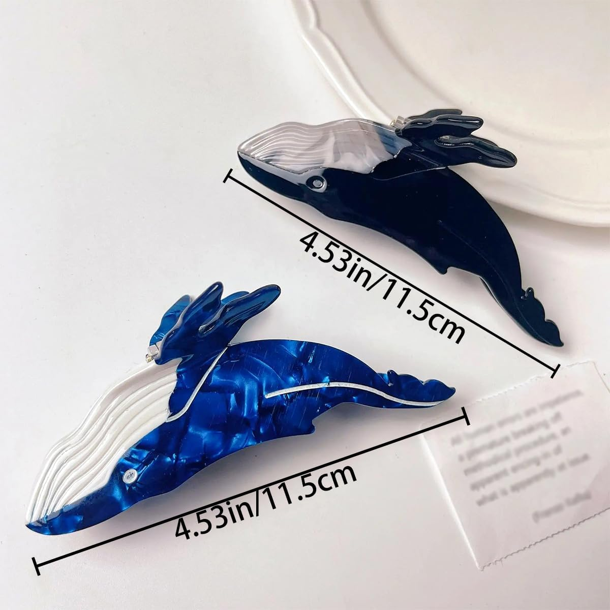 2 PCS Whale Hair Clips Whale Claw Clip Animal Shape Hair Jaw Clips Animal Acetate Cute Claw Clip Big Jaw Clips for Women Thick Hair Thin Hair image number 1