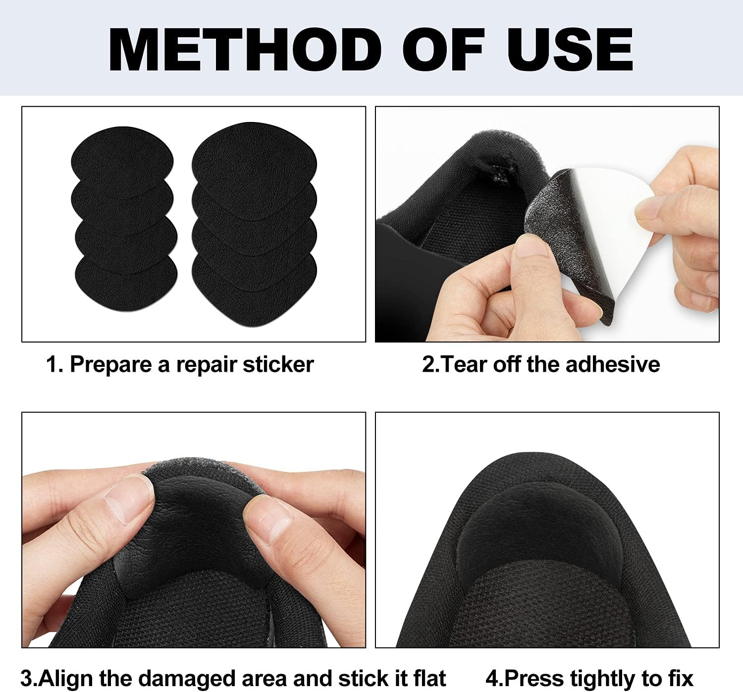 Shoe Hole Repair Patch, Self-Adhesive Sneaker Heel Repair Patch, Black, One Size image number 2