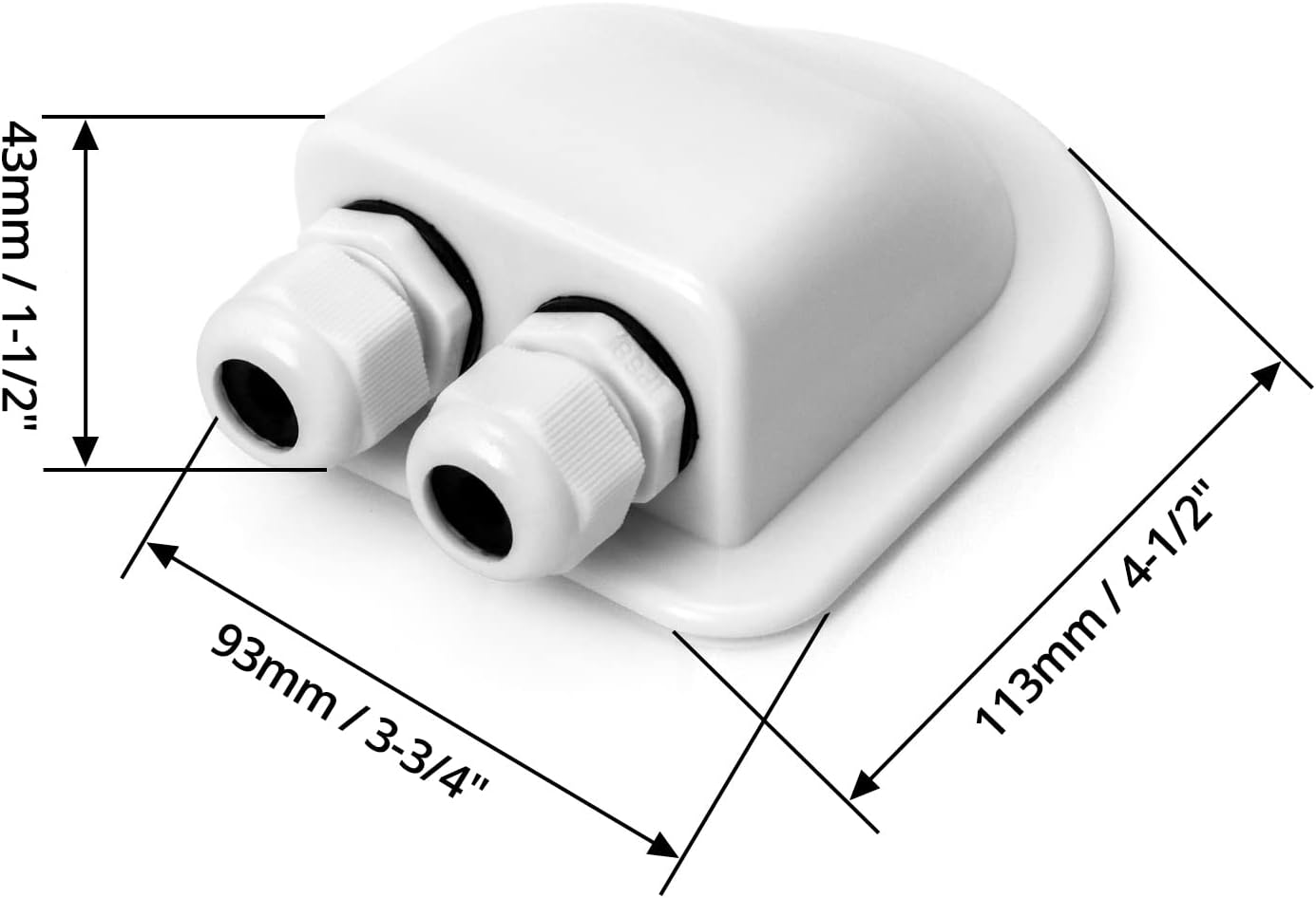 QWORK 2 Pcs IP68 Waterproof ABS Solar Double Cable Entry Gland-Weather Resistant Dual Cable Entry Housing for Solar Panels of RV, Caravan and Marine, White image number 2