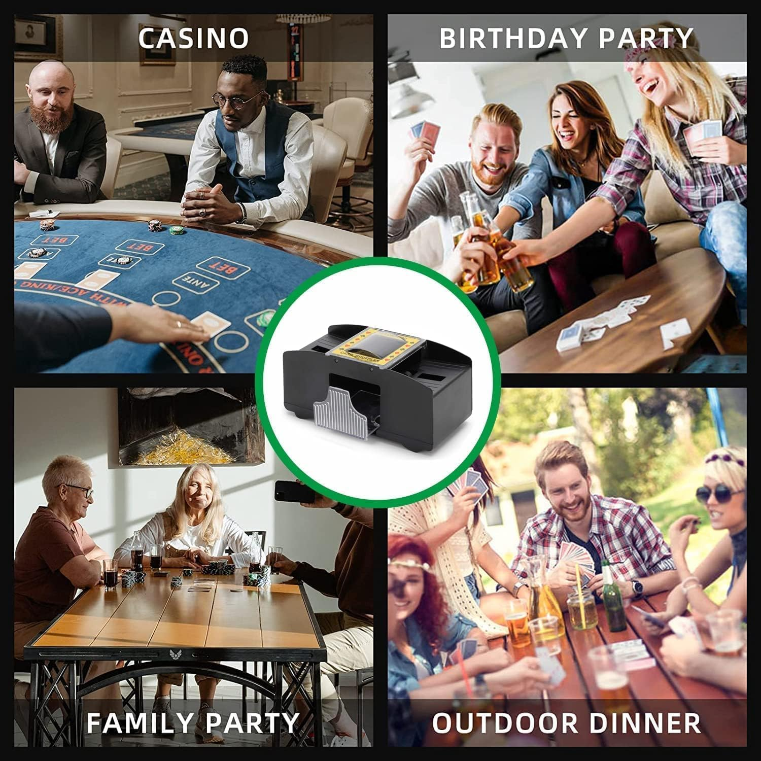 Automatic Card Shuffler for 1-2 Decks - Battery/Usb Powered Electric Shuffler with Quick Shuffle Tech, Home Game Essential for Family Entertainment