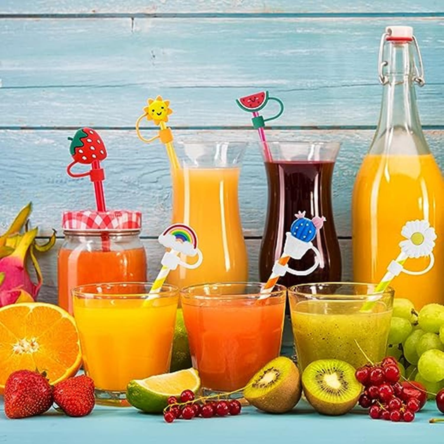 8 Pack Reusable Silicone Straw Covers - Dustproof & Splashproof, Cute Design Fits 8Mm/0.3In Straws, Bpa-Free Food-Grade Silicone, Eco-Friendly Straw Tips Protectors for Kids Adults, Dishwasher Safe image number 3