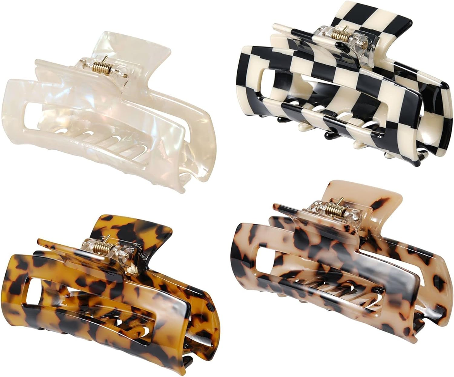 Multi -Colored Hair Claw Clips, Acetate Hair Banana Barrettes, French Butterfly Jaw Clipsprint Stylish Hair Accessories for Girls and Women