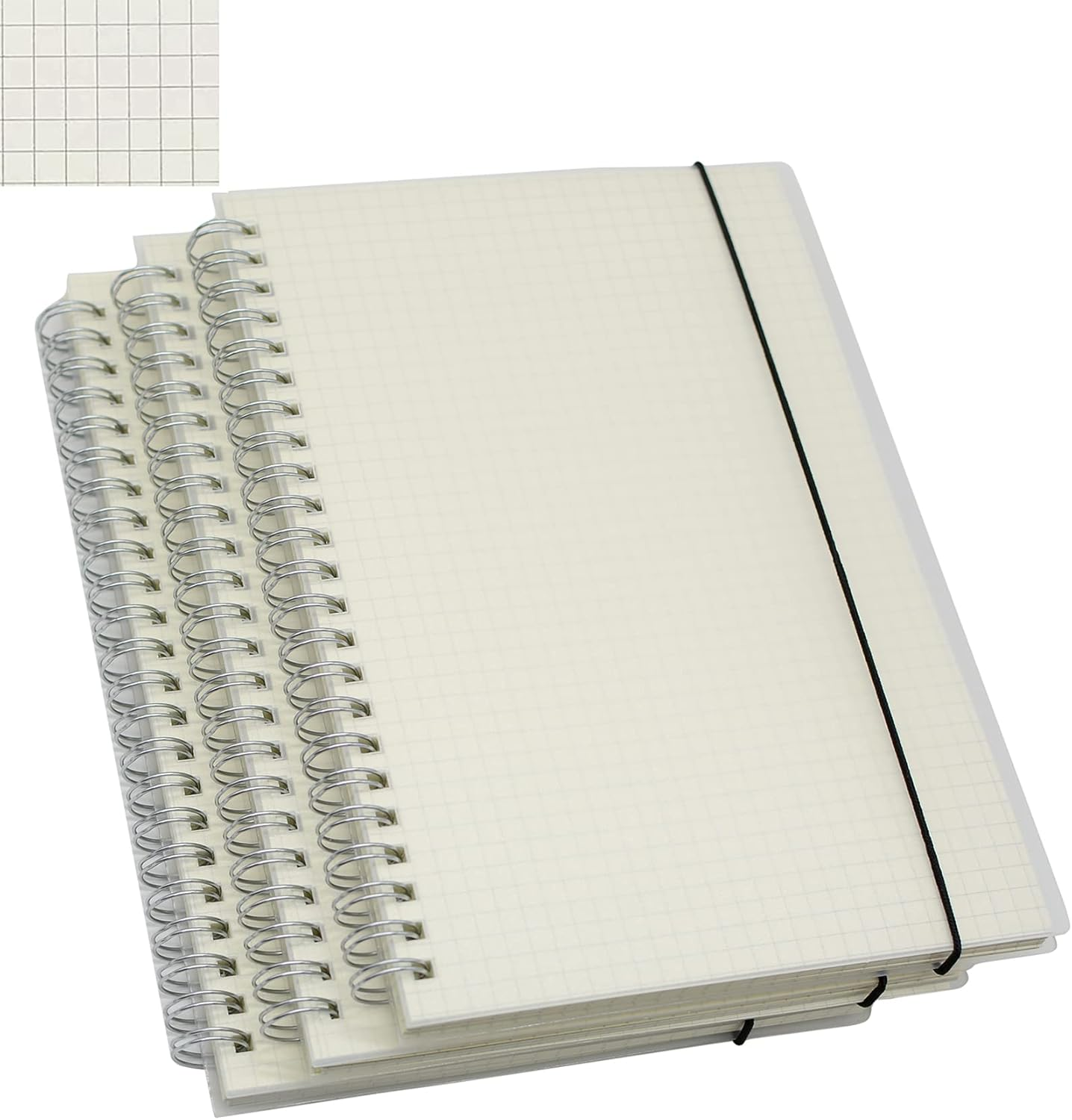 Yansanido Spiral Notebook, 4 Pcs 10.1 Inch X 7.6 Inch B5 Thick Plastic Translucent Frosting Hardcover Dot Paper 80 Sheets -160 Pages Journals for Study and Notes (B5 7.3"X 10"-Dot Grid 4Pcs)