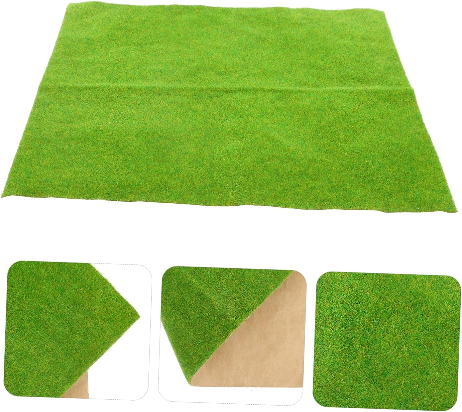 Toddmomy Artificial Turf Fake Grass Mat for DIY Model Scenery, Yellow-Green 25X25Cm Sturdy Plastic Lawn Mat for Sand Table Background Craft Supplies image number 5