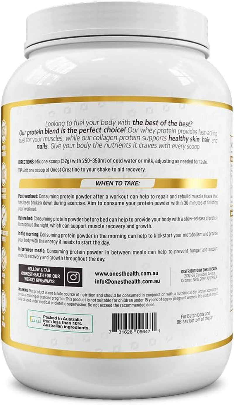 ONEST Collagen Infused Whey Protein Powder 960G &ndash; 30 Servings Easy-To-Digest Collagen Powder to Build & Maintain Muscle &ndash; 25 Grams Protein & 10 Grams Collagen for Protein Drink (Vanilla) image number 2
