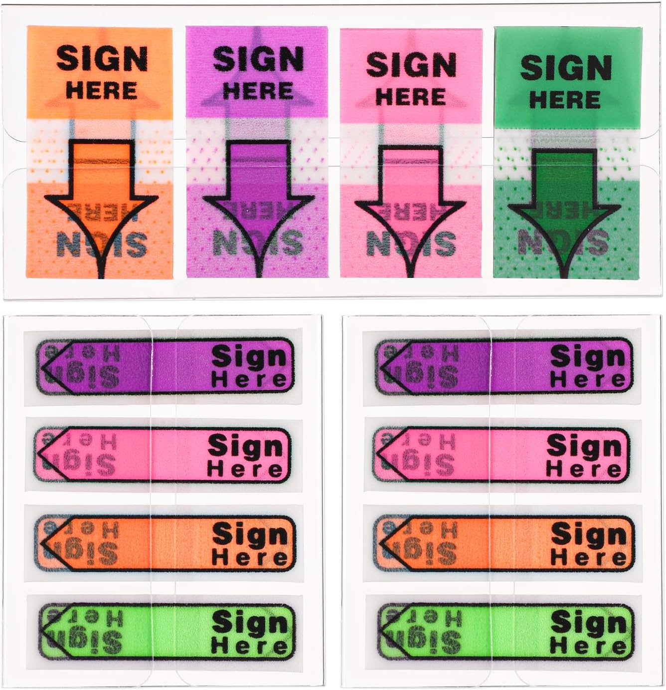 600Pcs/6 Packs Sign Here Tabs, Arrow Labels Stickers Sign Here Flags Sticky Signature Tabs Adhesive Message Post Tags for Documents Notebooks Home Office School Supplies (Red 2)