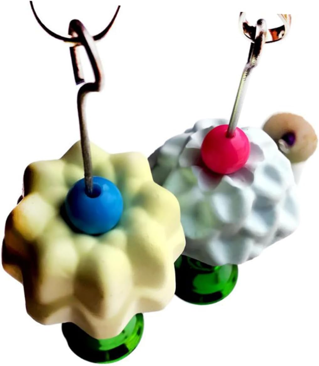 10Pcs Parrot Chewing Stone Bird Toy Cage Hanging Bell Calcium Molars Pendant Biting Cage Chewing Toys for Parrots and Parakeets, Random Color Mix image number 1