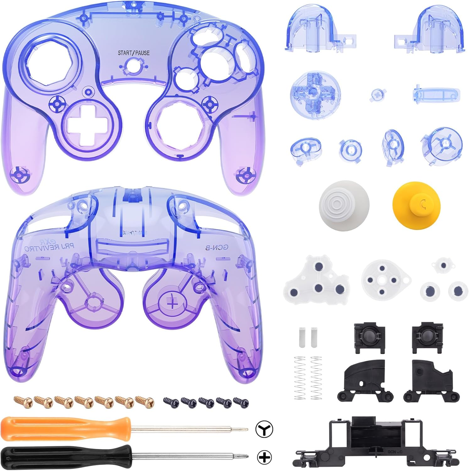 Extremerate Gradient Translucent Bluebell Faceplate Backplate for Nintendo Gamecube Controller, Custom DIY Replacement Housing Shell Cover with Buttons for Nintendo Gamecube Controller - No Controller - Clear Lime Green image number 2