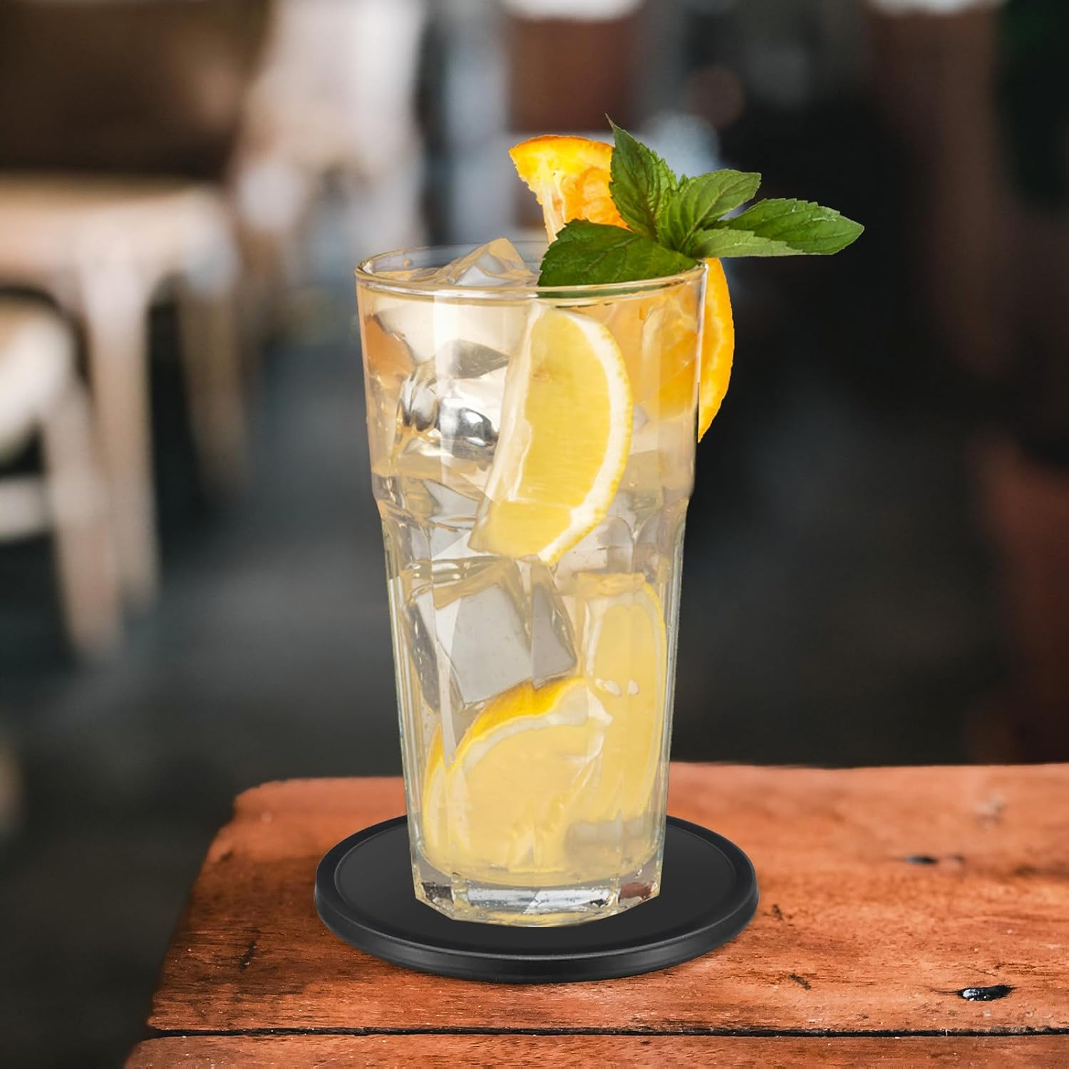 3 Pcs Silicone Coasters for Drinks, Black round Mugs Coasters Pads Mats, Protect Furniture from Scratch & Water Marks, Non Slip, for Coffee Beer Glass Home Bar - 12 Black Coasters image number 5