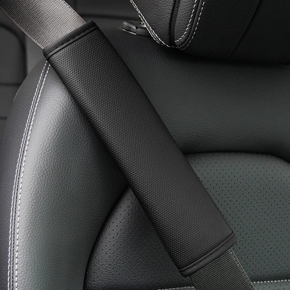 Leather Seat Belt Covers for Adults, Waterproof Car Seatbelt Shoulder Pad Guards against Sweat and Odor, Protects Your Neck and Clothes, 1 Pcs Black
