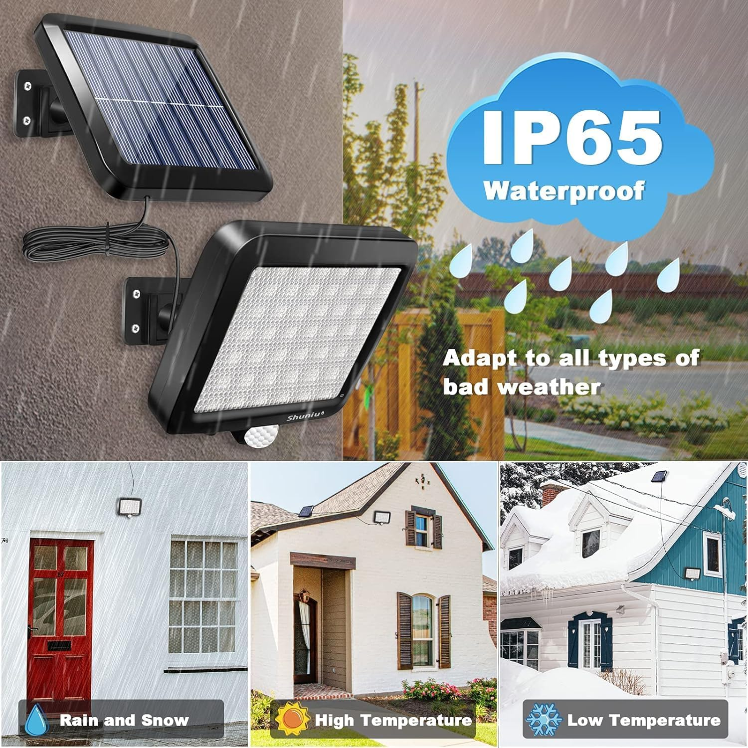 Ludopam Solar Light Outdoor 56 LED Wall Light Solar Security Flood Lights Motion Sensor Bright Solar Powered Porch Lights IP65 Waterproof 120&deg; Sensor Angle for Patio Barn Garden Pathway Yard Lawn
