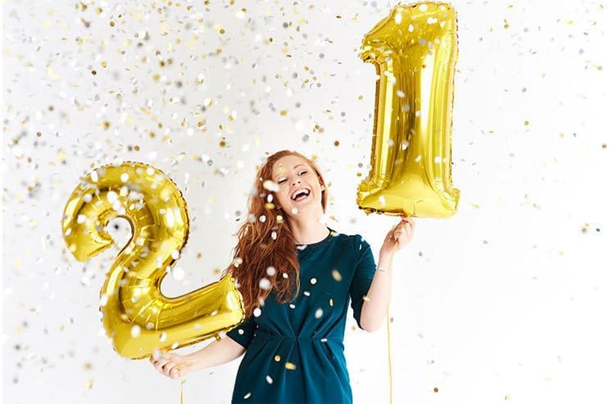 40 Inch Number Balloons Gold Color Foil Balloons Number Balloon Decoration for Birthday Wedding Engagement Christmas Holiday Party Decoration Supplies (Gold-3)