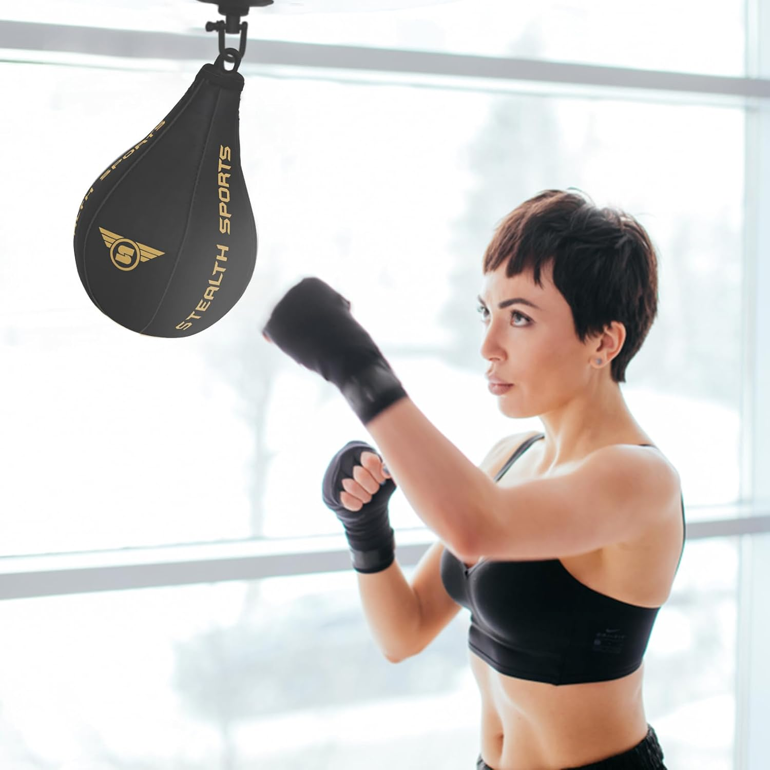 Speed Ball Boxing &ndash; MMA Speed Bag & Hanging Swivel Kit for Boxing Training &ndash; Punching Bag for Muay Thai, Kickboxing, Martial Arts, Reflex and Speed Training Striking Bag image number 3