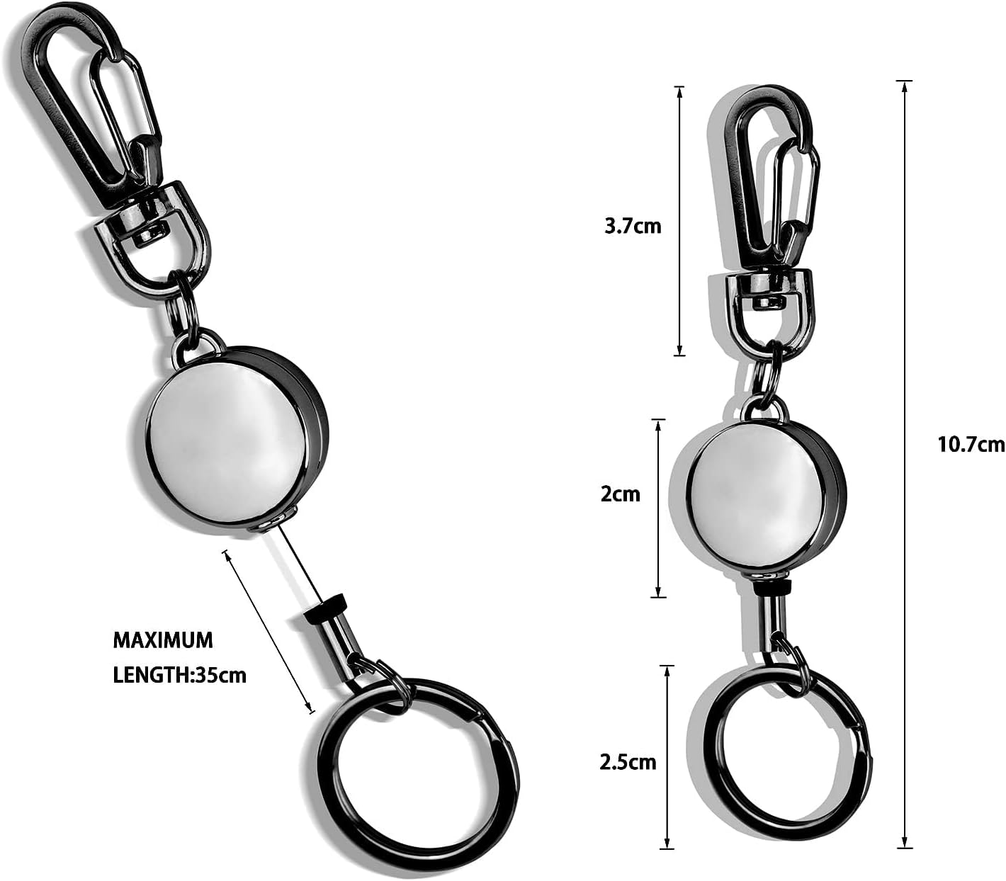 (4 Pack) ZANZER Retractable Keychain, Retractable Badge Holder, Badge Reel for Id Card Holders, Id Card Holder (Pink + Silver + Black + Gold)